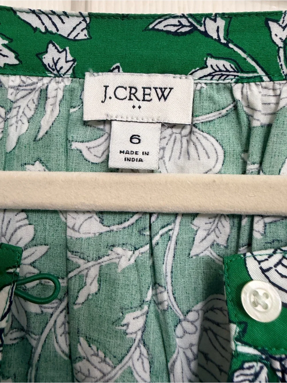 J. Crew Green Floral Wrap Midi Dress with Puff Sleeves